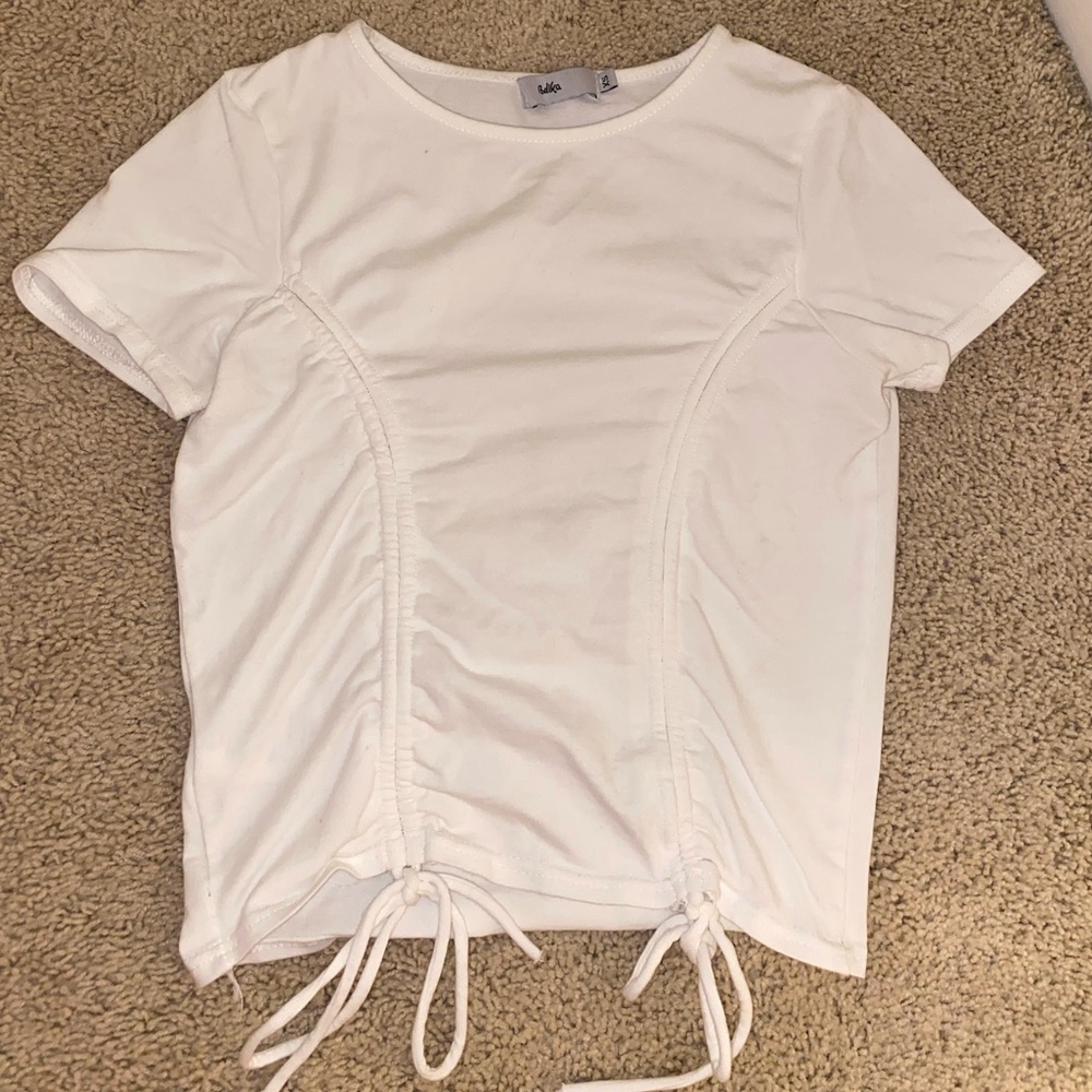 Adika ruched side crop top in white